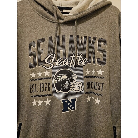 Seattle Seahawks Large Hoodie Grey With Zip Pockets Super Soft - Picture 2 of 5